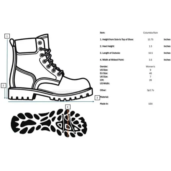 Columbia Sportswear Tall Black Rain Boots Womens 9 Rubber Slip On Barely Used - Picture 10 of 10